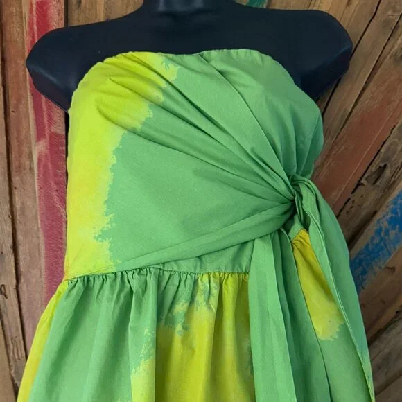 Anthropologie Samant Chauhan apple green/lime peplum cotton blouse Sz M - Picture 6 of 10